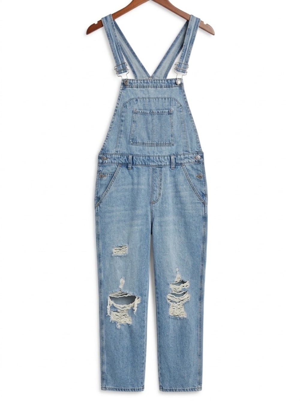 wild fable Distressed Blue Denim Overalls Oversized Ripped Streetwear Boho Sz S